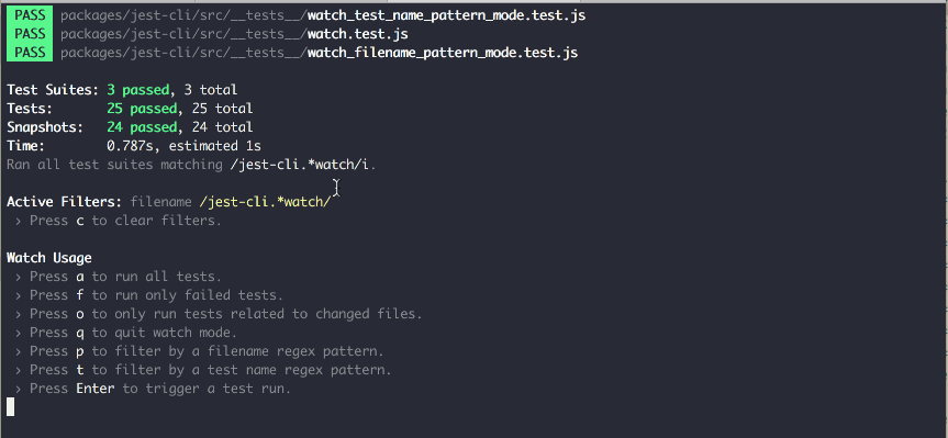 Demo of jest-watch-typeahead filtering tests by filename in watch mode
