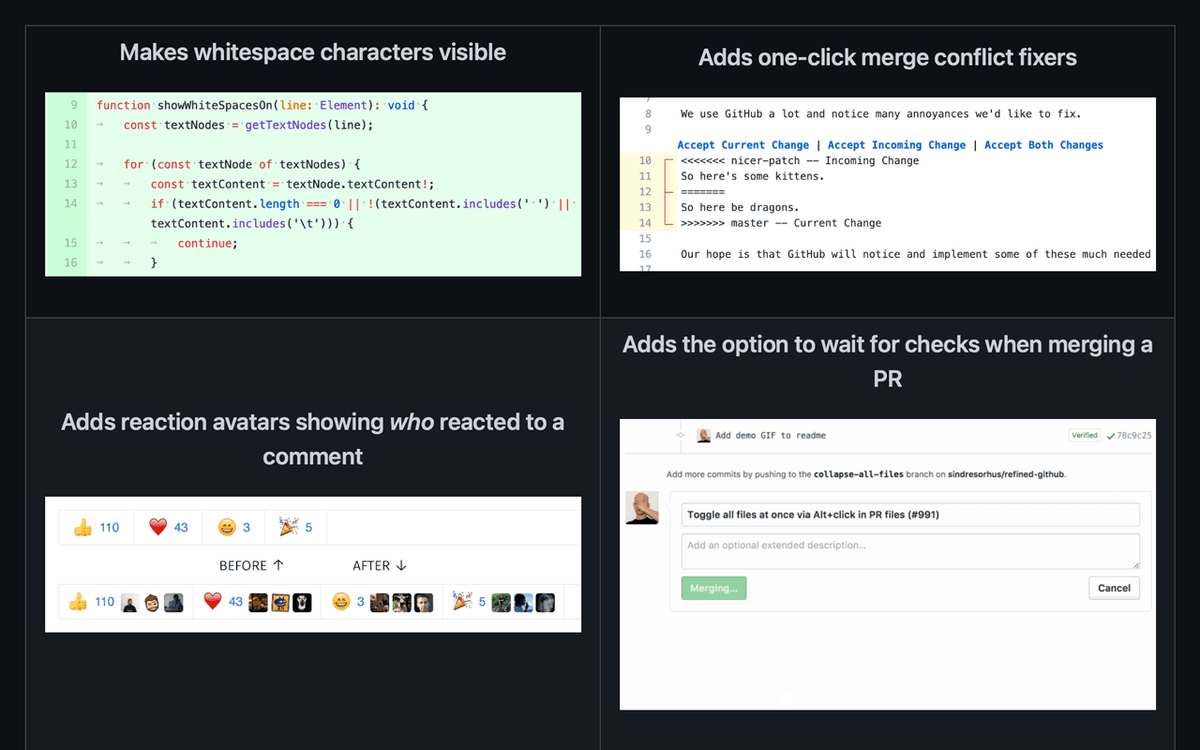 Refined GitHub browser extension enhancing the GitHub pull request interface